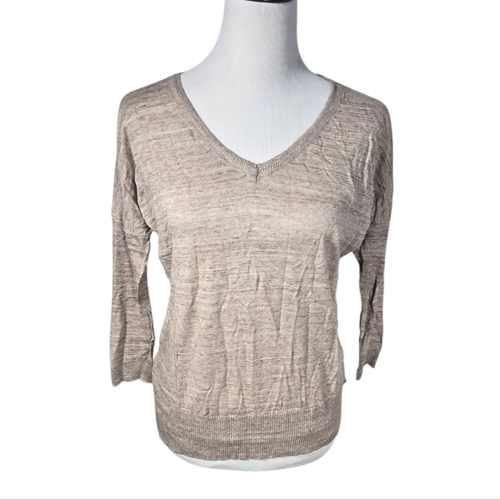 H&M L.O.G.G. Label of Graded Goods XS Light Brown V-Neck Knit Top NWT